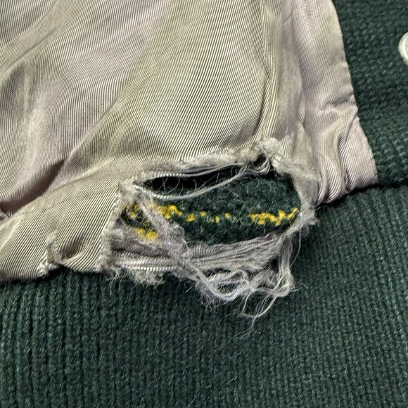 Vintage Sand Knit Doe Lon Letterman Varsity Jacket Mens 40 21x25 Chain Stitch - Picture 12 of 16